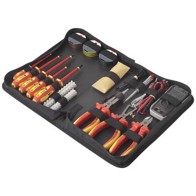 TOOLCRAFT TO-7762929 Electrical contractor, DIYers Tool kit Bag 50-piece mit Digital-Multimeter VOLTCRAFT VC-22