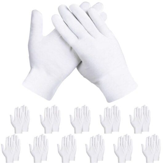 12pcs Cotton Gloves, Used for Testing Jewelry and Daily Life (White)