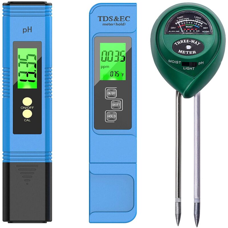 3 in 1 Water and Soil Quality Tester Kit Blue/Green