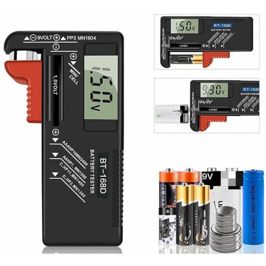Aiperq - Digital Battery Tester, Universal Battery Tester, Battery Tester, for aa, aaa, c, d, PP3, 9V, 1.5V, Button Cell Batteries - Works without