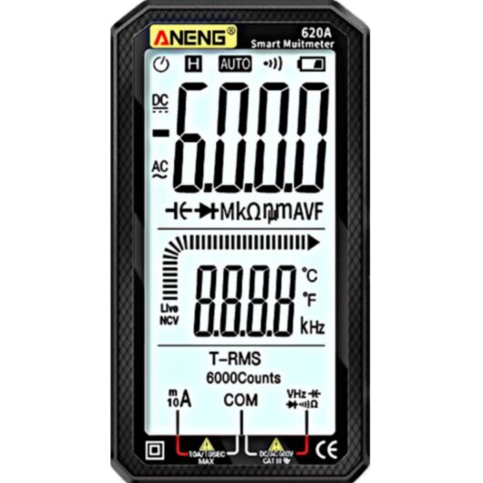 Aneng 620A Digital Multimeter, Warning, Auto-Detect, Measure dc/ac Current, Voltage, Temperature, Capacitance, Continuity, Diode, Resistance,