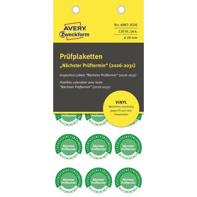 Avery-Zweckform 6987-2026 Test label Green Self-adhesive film (⌀) 20 mm 20 mm 120 pc(s)