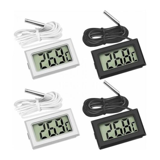 Mini Digital lcd Thermometer Temperature with Temperature Probe Sensor Tester (2X Black 2X White)