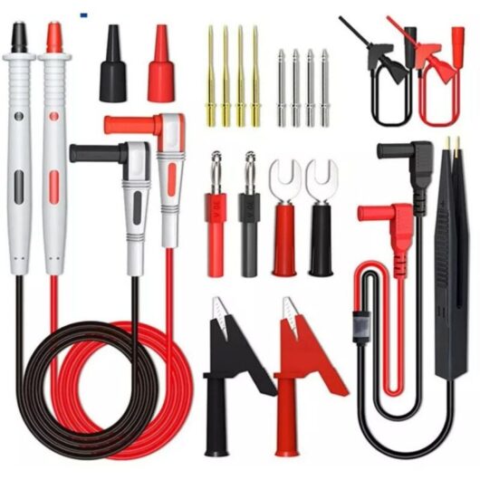 Multiple Test Leads Kit, Electrical Multimeter Test Lead with Alligator Clips, Test Probe, Spring Grabber, Banana Plug - Voltmeter Leads for Voltage