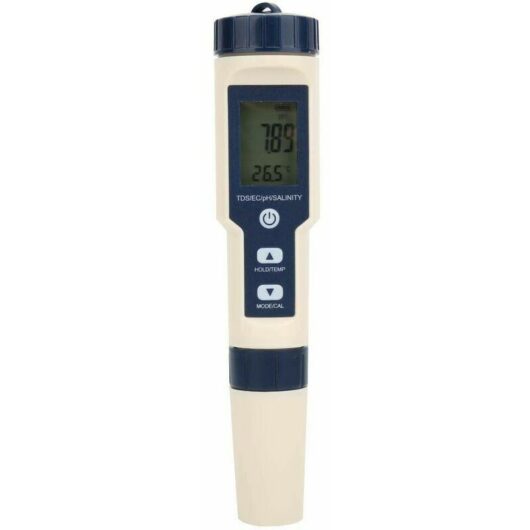 PH/Salt/Temperature/TDS/EC Meter IP67 Portable Multifunctional Water Quality Detector for Drinking Water Aquariums