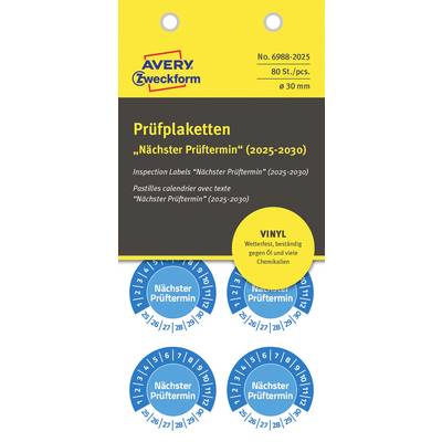Avery-Zweckform 6988-2025 Test label Blue Self-adhesive film (Ø) 30 mm 30 mm 80 pc(s)