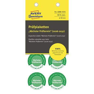 Avery-Zweckform 6988-2026 Test label Green Self-adhesive film (Ø) 30 mm 30 mm 80 pc(s)