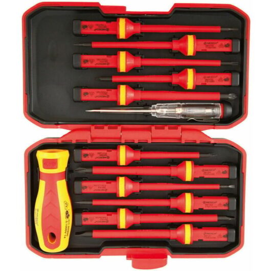 1000V Magnetic Manual Insulated Screwdriver Set, 13-Piece Interchangeable Insulated Screwdriver Set with Electrician Repair Tool Bit MUMU