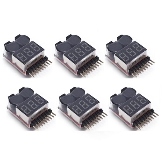 Aougo - 1-8s Lipo Battery Tester Monitor Buzzer Low Voltage Alarm Voltage Detector with led Display for Lipo Life LiMn Li-ION Battery (6pcs)