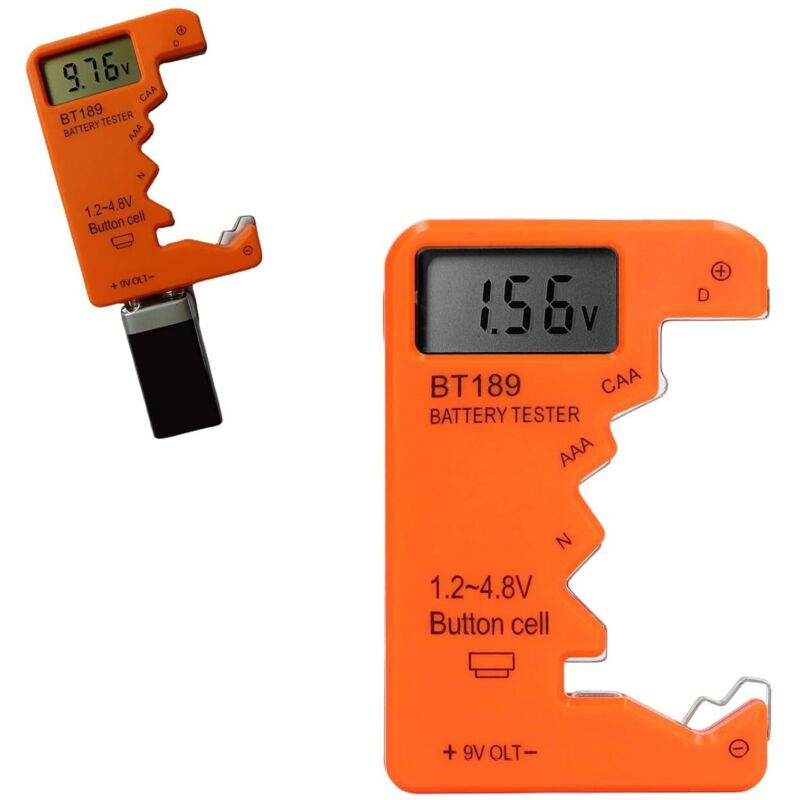 Battery Tester Checker, LCD Digital Display Battery Tester for AA AAA 6F22 9V 1.5V (Orange)
