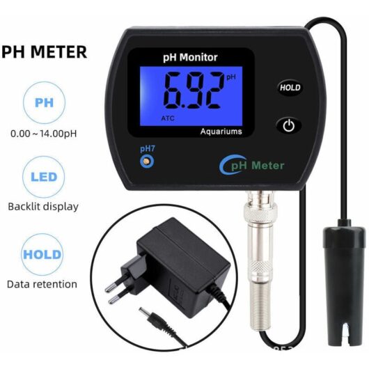 Gotrays - 2 in 1 Digital pH Temperature Monitor Tester Sensor Kit 0-14.0pH Measures Automatic Calibration