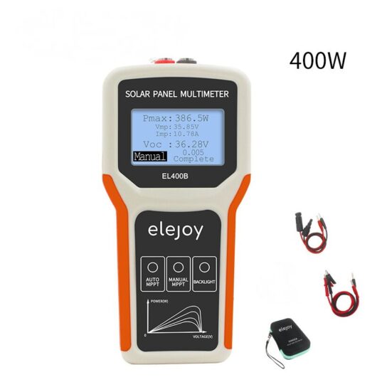 Gotrays - EL400B Portable Handheld Photovoltaic Panel Power Multimeter Solar Panel Tester Power Meter Ammeter lcd Digital Display Backlight Screen