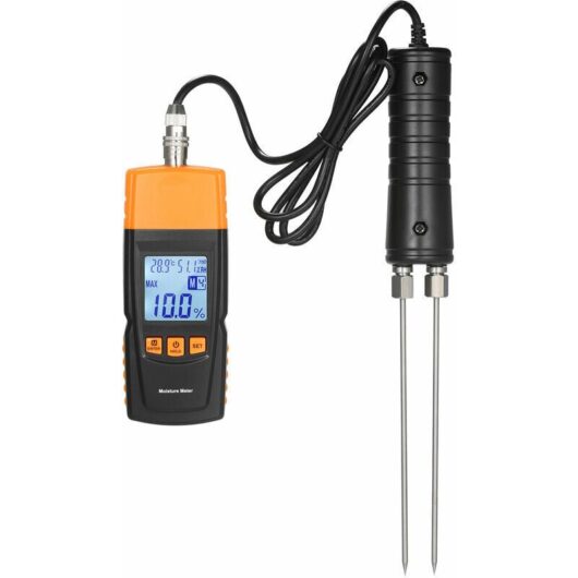 Gotrays - in 1 Digital Firewood Hygrometer with Extra Long Probe, Room Temperature + Humidity + Wood Moisture Tester
