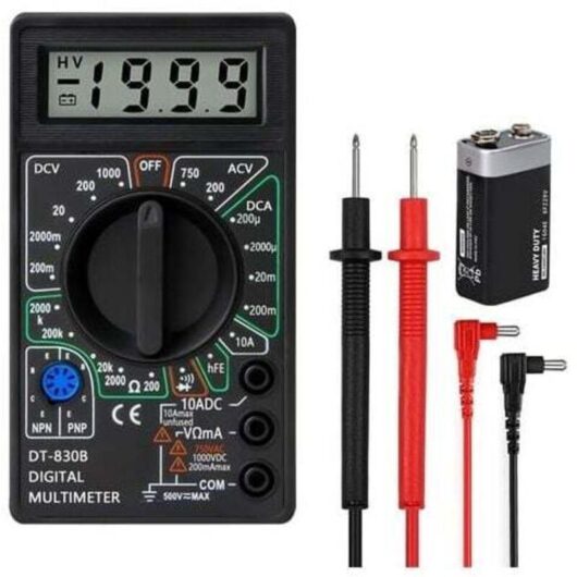 Mumu - Professional digital multimeter, continuity tester, voltmeter, ammeter, ohmmeter, dc voltage tester, resistance, test leads and mini case