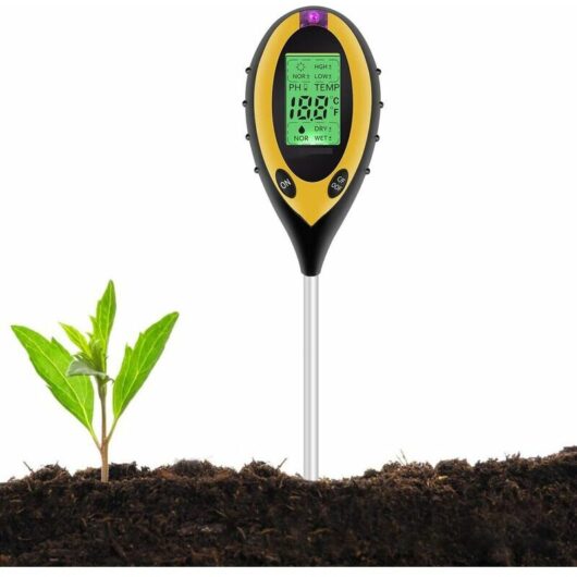 Trimec - Testeur de Sol, 4 en 1 Soil Tester PH-mètre, lumière du Soleil, température, hygromètre pour Jardin Ferme Pelouse Intérieur en Plein Air