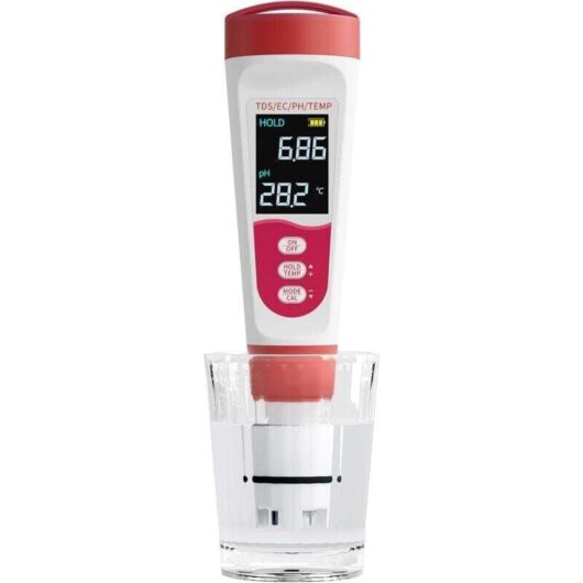 in 1 pH Meter, Water Quality Tester for pH/TDS/EC/Temperature, IP67 Digital pH Meter with Auto Calibration and Backlight LCD for Hydroponics, Garden,