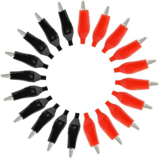 CCYKXA 20 Pcs 35mm Metal Alligator Safety Test Clips Electrical Clamps Insulated Alligator Safety Test Clips for Test Probes (Black and Red)
