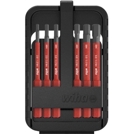 Wiha - bit set slimBit electric for electricians i hex 7 pcs. with bit box i vde tested bit set for professionals (43156)