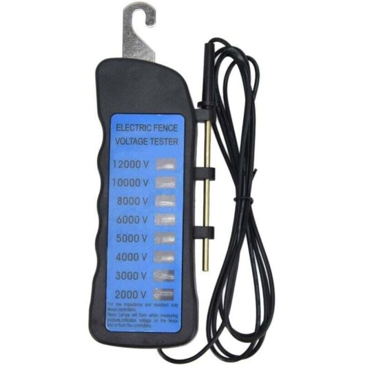 12KV Farm Electric Fence Tester 8 Neon Indicator Lights Fence Voltage Tester for Farms, Allotments and Livestock Enclosures