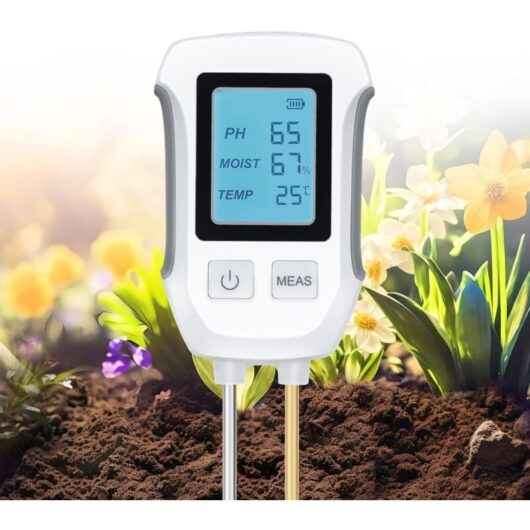 28×6.5×3cm)3 in 1 Soil Tester, Temperature and ph Tester for Plants, Hygrometer Sensor, with Backlit lcd Display for Garden, Lawn, Farm, Indoor and