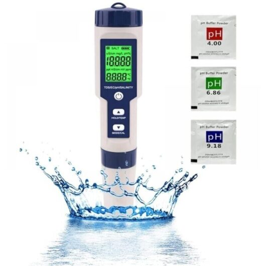 5 in 1 Electronic pH Tester for Swimming Pool, with Backlight, High Accuracy
