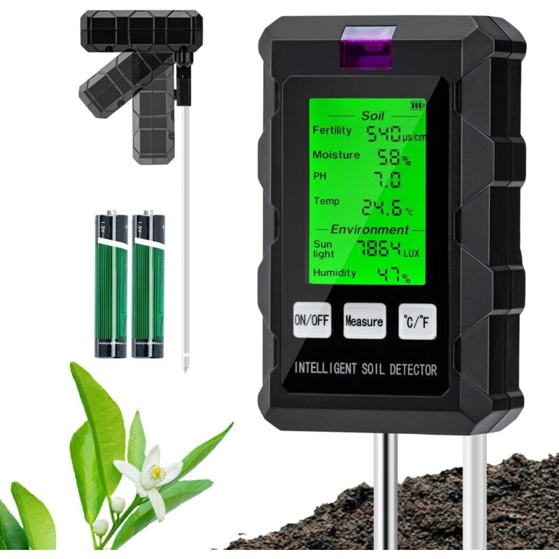 6 in 1 Soil pH Tester, Humidity/Fertility/PH/Temperature/Light/Ambient Humidity Tester