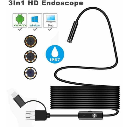 Gotrays - 3in1 Android usb Type-C Endoscope Inspection 7mm Camra 6 led hd tanche