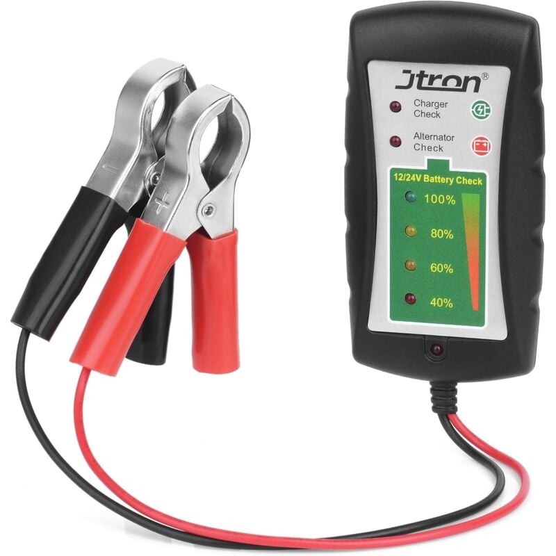 Tinor - 12/24V dc Car Battery Tester with led Alternator for Car, Motorcycle, Truck, Battery