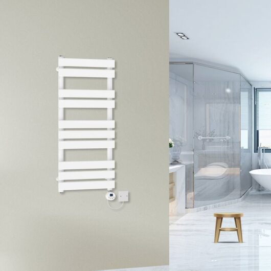 Warmehaus - Prefilled Flat Electric Towel Rail Thermostatic White 1000x450mm