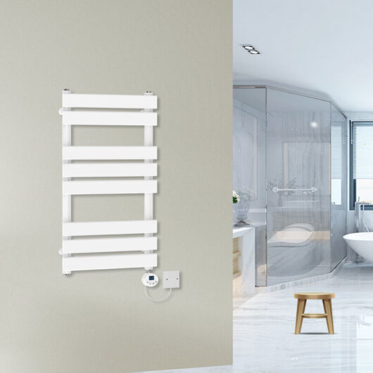 Warmehaus - Prefilled Flat Electric Towel Rail Thermostatic White 800x450mm