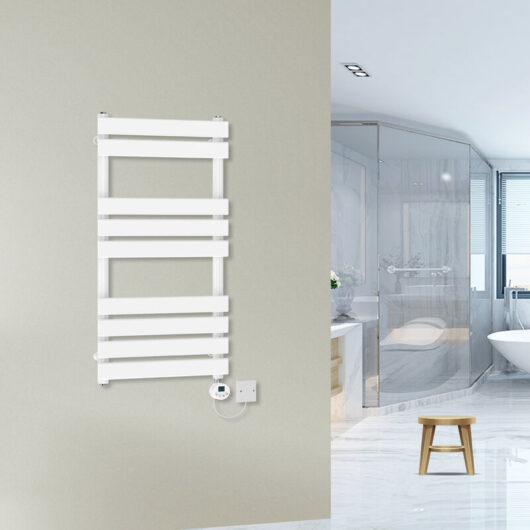 Warmehaus - Prefilled Flat Electric Towel Rail Thermostatic White 950x500mm