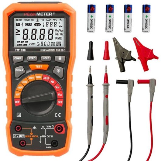 1000V AC/DC digital megohmmeter insulation resistance tester for electrical appliances, insulation resistance up to 100 GΩ, with PI/DAR, frequency