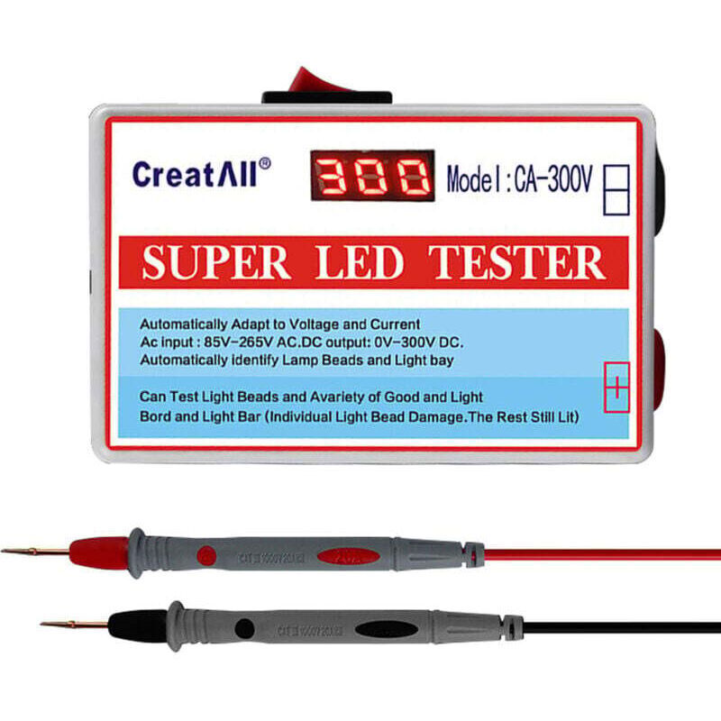 CA-300V Portable LED Lamp Beads Light Bar TV Backlight Tester LED Strip Beads Lamp Panel Test Tool Capacitance Diode Voltage Test with Switch