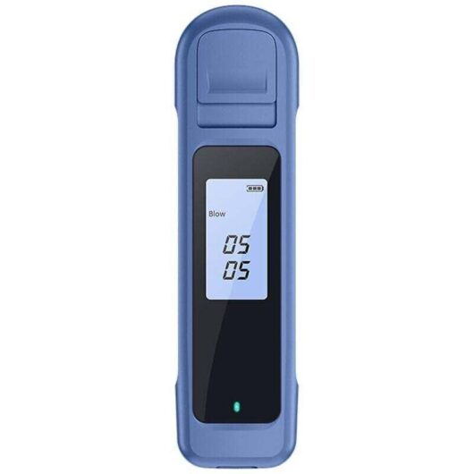 Digital alcohol tester, USB device for non-contact breath alcohol measurement, blue