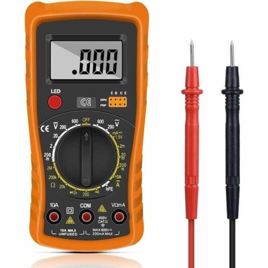 Digital multimeter, automatic digital multimeter, professional electrical tester, voltmeter/resistance/continuity/diode tester. Suitable for