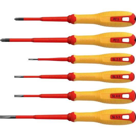 Hultafors 6 Piece VDE Insulated Slotted and Pozi Screwdriver Set
