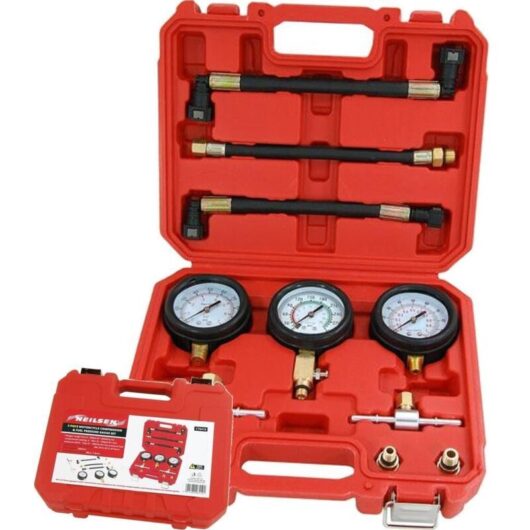 Neilsen 3pc Fuel Pressure Tester Car Motorcycle Compression Test Gauge Kit Set