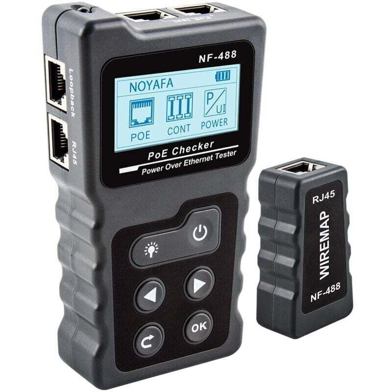 PoE tester, online Power-over-Ethernet tester, current tester, voltage tester, PoE tester and network cable continuity tester