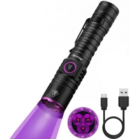 SV103 15W 395nm USB-C Rechargeable UV LED Flashlight, UV Black Light Urine Detector for Woods, Resin, Fishing, Scorpions, Minerals, Amber, Insects,