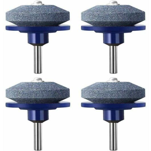Sharpener, Set of 4 Rotary Lawn Mower Blades, Garden Tool, Sharpener Stone for Electric Hand Drill - RAPANDA