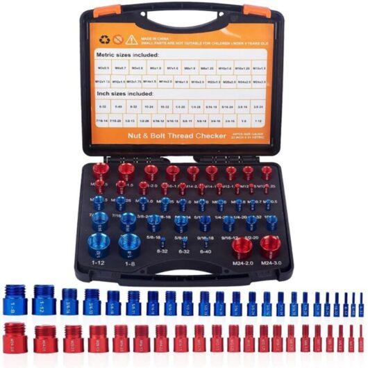 Thread tester, screw identification gauge, screw thread identifier, 44-piece screw measuring set (23 inch and 21 metric) for determining size in