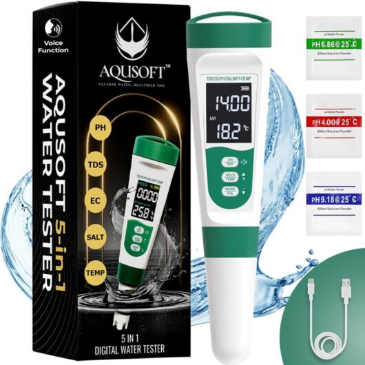 5-in-1 Digital pH Meter with Voice Function pH, TDS, Conductivity, Salinity, and Temperature Rechargeable Water Quality Tester