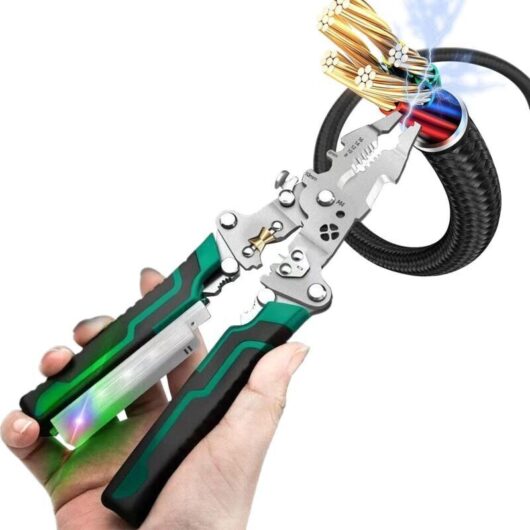 8-in-1 Wiring Tool with Current Detector, 21.65 x 6.2 x 1.5 cm Combination Pliers for Stripping, Cutting, and Squeezing Wires - Ideal for DIY, Car