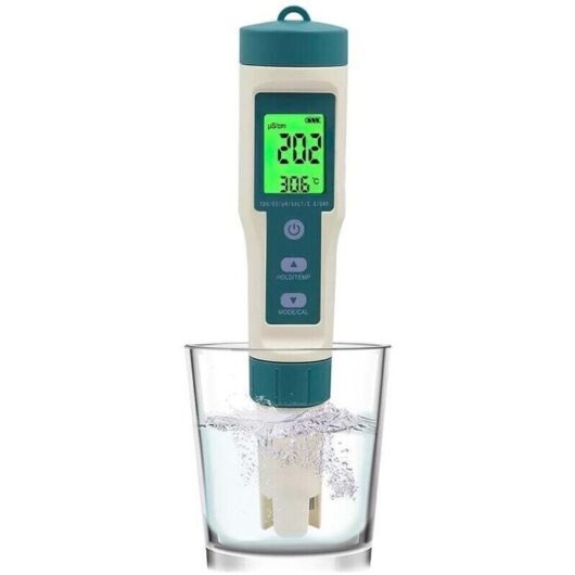 8-in-1 electronic pH meter for swimming pools, pH/TDS/salt/SG/ORP/EC/temperature/H2 tester, water quality tester for swimming pools, spas, aquariums,