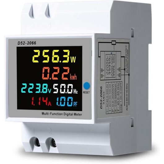 Electricity Meter Consumption,100A 6 In1 Din Rail 220V Voltage Current Power Frequency Factor Meter,AC40-300V Built-in ct