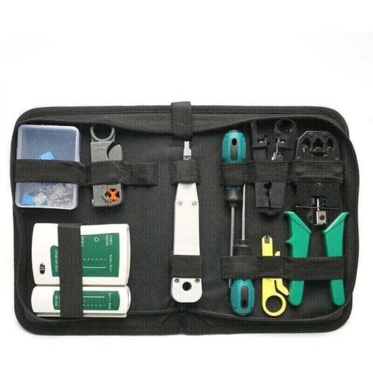 Multifunctional crimping tool for RJ45 and RJ11 cables - Cable tester included - Network repair tools - Nylon bag