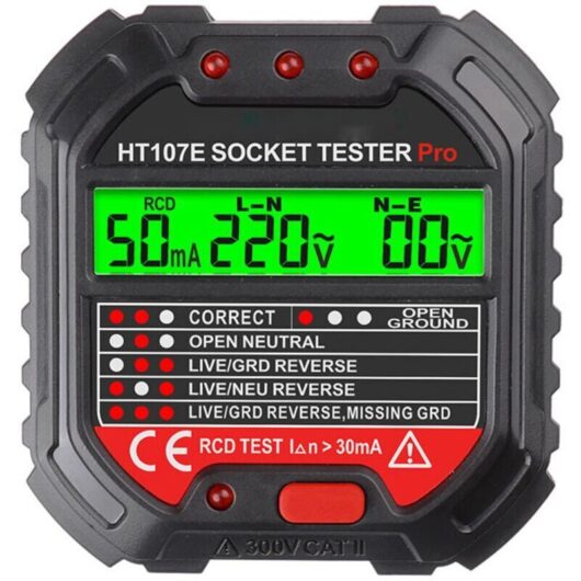 Never used] Protective conductor tester for socket testers, socket phase (eu Regulation HT107D)