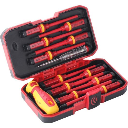 Never used] Set of 13 insulated screwdrivers, professional electrician screwdriver, insulated 1000V screwdriver, replaceable screwdrivers, magnetic