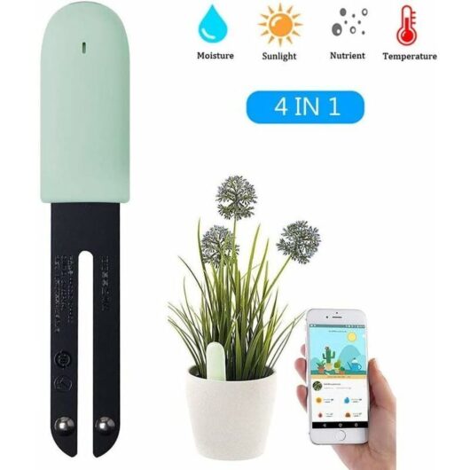 Odipie - Moisture Detector Plant Sensor Flower Care Tester, Smart Plant Monitor, 4 in 1 Bluetooth Plant Sensor Automatically Monitors Moisture
