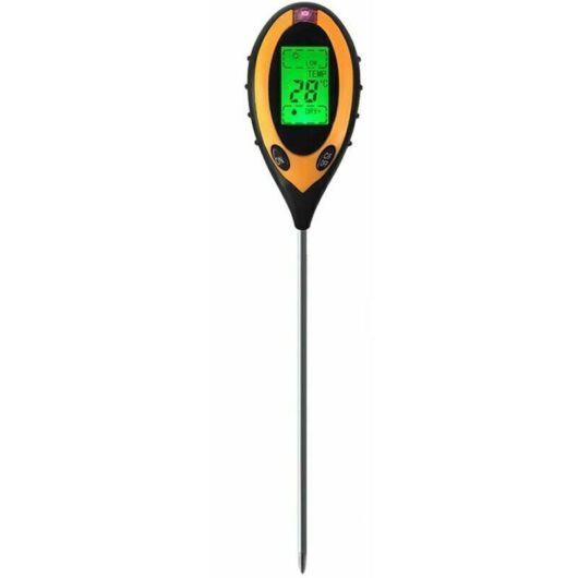 Odipie - Professional Soil ph Meter, 4-in-1 lcd Display, Temperature, Humidity, Solar ph Garden Sunlight Tester for Gardening with Backlight, 1 Pack
